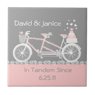 Azulejo de Casamento de Bicicleta Tandem Trivet