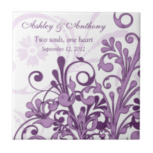 Azulejo de Casamento Personalizado Púrpura White F