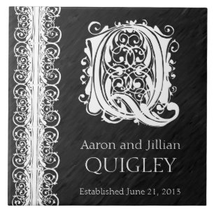 Azulejo de Casamento "White Lace on Black" do Q Mo