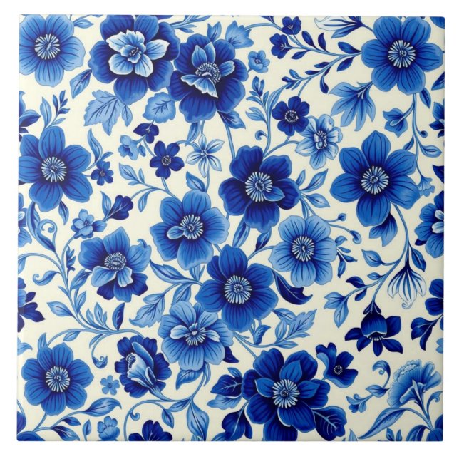 azulejo de cascata de flor azul (Frente)