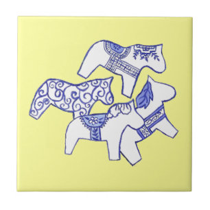 Azulejo de Cavalo Azul e Branco