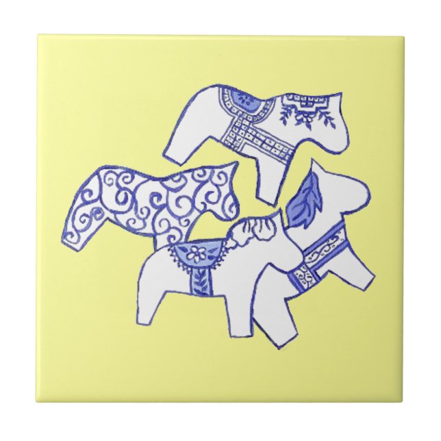 Azulejo de Cavalo Azul e Branco (Frente)