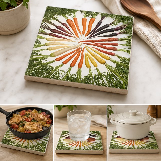 Azulejo de Cenouras Multicoloridas Arco-íris (Rainbow Multicolored Carrots Tile)