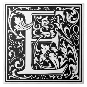 Azulejo de Cerâmica - Alfabeto Monograma E Preto B