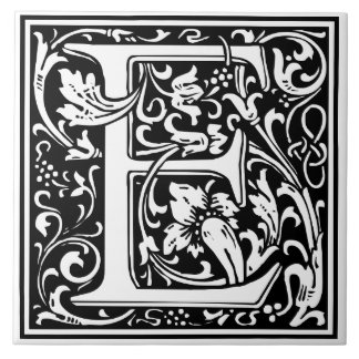Azulejo de Cerâmica - Alfabeto Monograma E Preto B