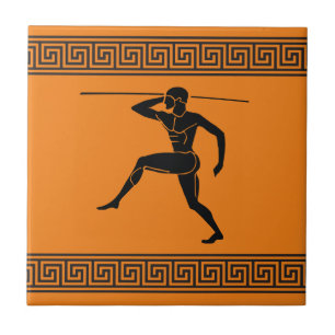 Azulejo de cerâmica atleta grego
