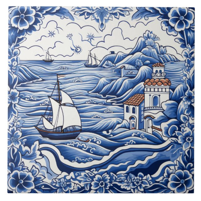 Azulejo de cerâmica azul-branca para amantes do Me (Frente)