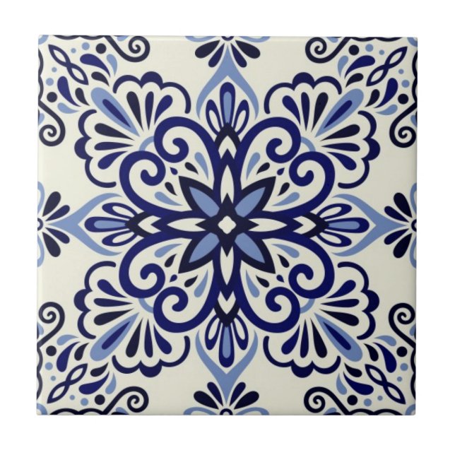 Azulejo de Cerâmica - Azul/Branco Desbotado (Frente)