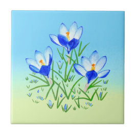 Azulejo de Cerâmica Azul Claro e Amarelo Crocus Az