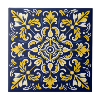 Azulejo de Cerâmica Azul e Amarelo Mexicano - Azul