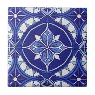 Azulejo de cerâmica, azul e branco