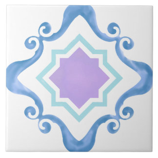 Azulejo de cerâmica azul-estrela do Mediterrâneo e