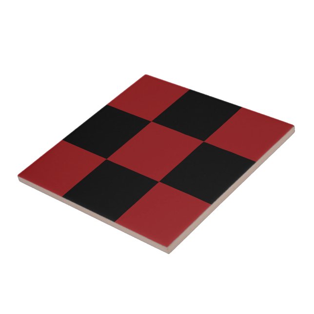 Azulejo de cerâmica Black and Red Check Modern (Lateral)