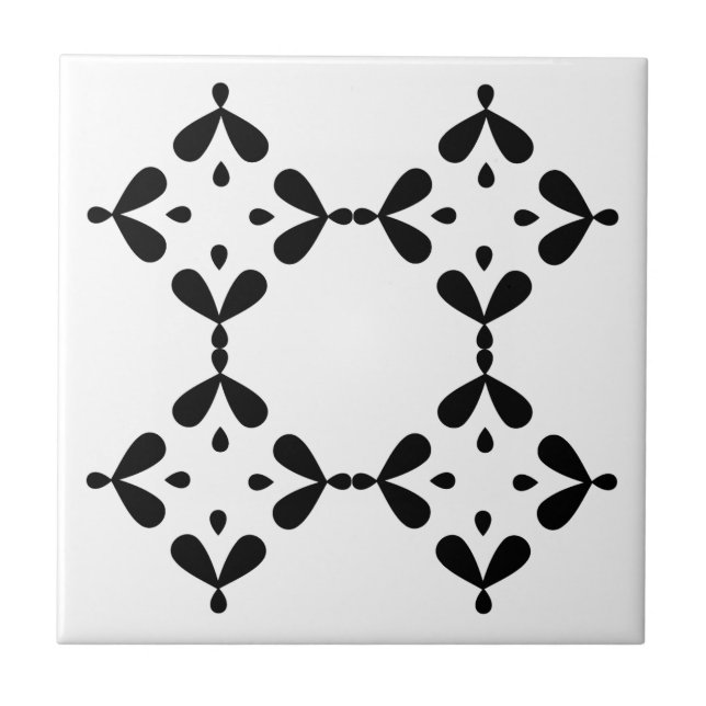 Azulejo de cerámica blanco y negro (Frente)