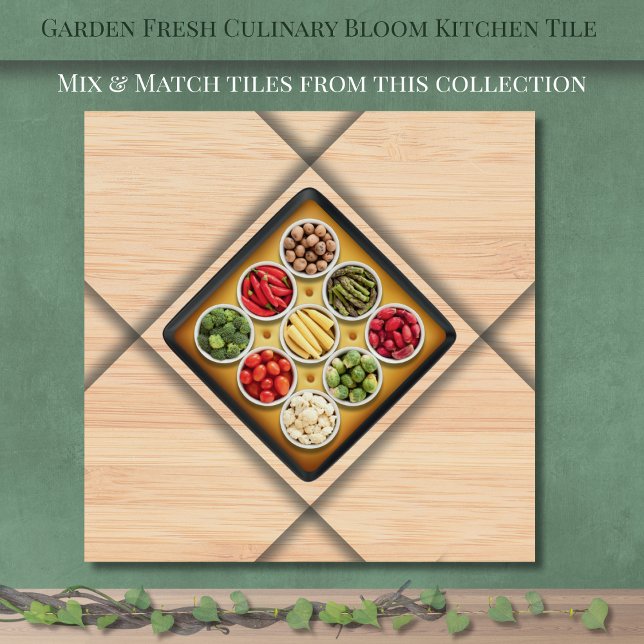Azulejo de Cerâmica Bloom Kitchen Fresco do Jardim (Garden Fresh Culinary Bloom Kitchen Ceramic Tile )
