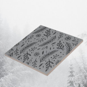 Azulejo de cerâmica botânica de inverno - Cinzas