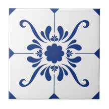 Azulejo de cerâmica branca azul