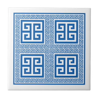 Azulejo De Cerâmica Branco E Azul Padrão-Chave Gre