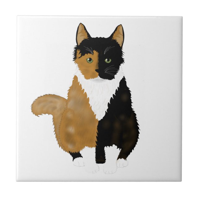 Azulejo de cerâmica Calico Cat (Frente)