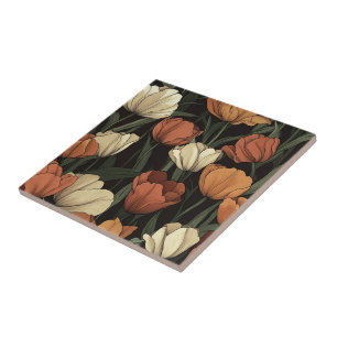 Azulejo De Cerâmica Chic Vintage Tulip Para Chão D