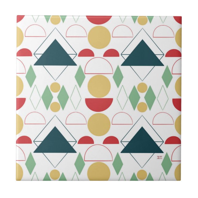 Azulejo de cerâmica Colorida Geométrica do meio sé (Frente)