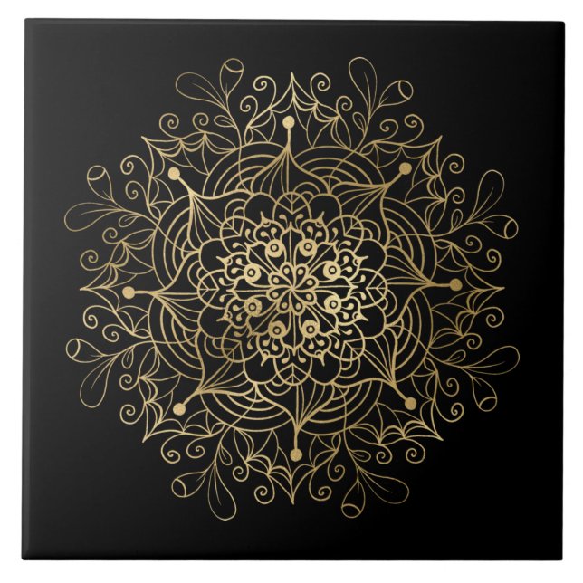 azulejo de cerâmica com decor mandala elegante de  (Frente)