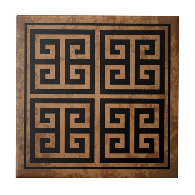 Azulejo de cerâmica com desenho de padrão de chave (Frente)