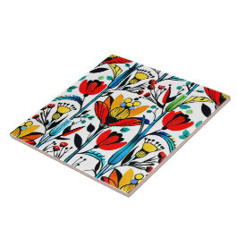 Azulejo de Cerâmica com Design Floral
