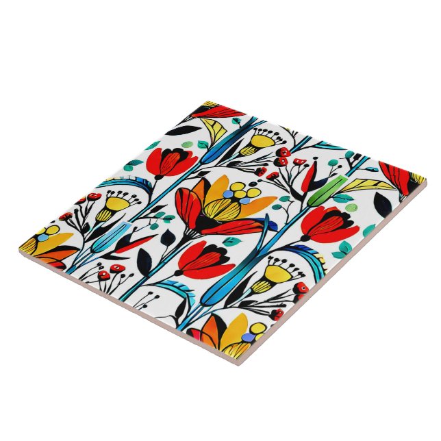 Azulejo de Cerâmica com Design Floral (Lateral)
