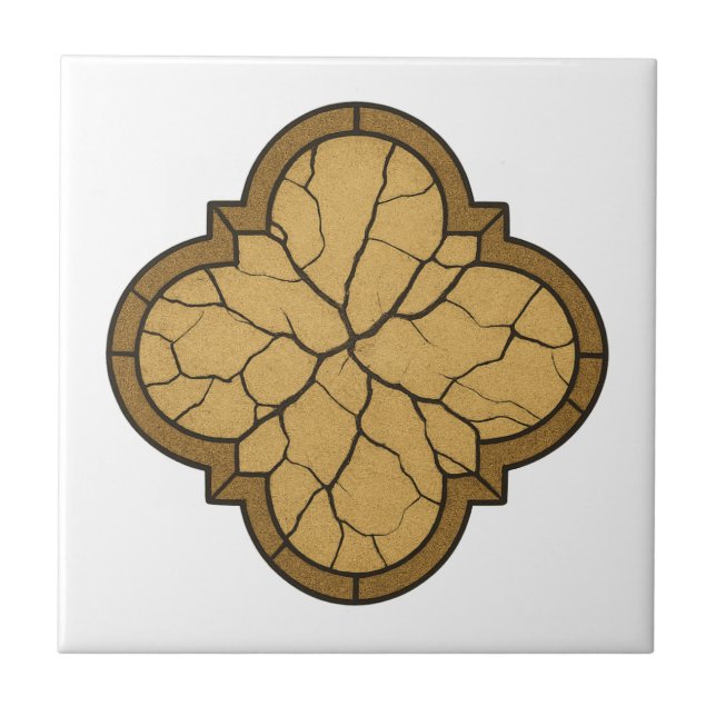 Azulejo de Cerâmica com Fenda Quatrefoil em Tons D (Frente)