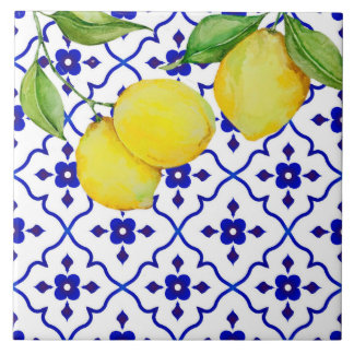 Azulejo de cerâmica com limão padrão.