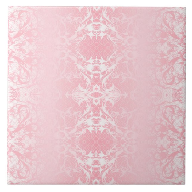 Azulejo de cerâmica com padrão abstrato rosa (Frente)
