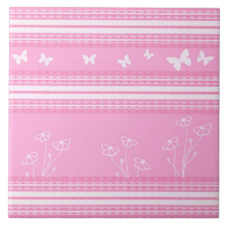 Azulejo de cerâmica com padrão abstrato rosa
