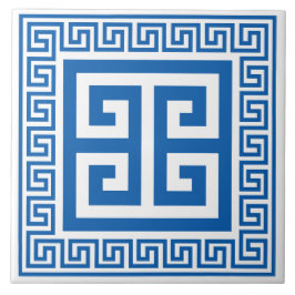 Azulejo de Cerâmica com Padrão Azul e Branco da Ch
