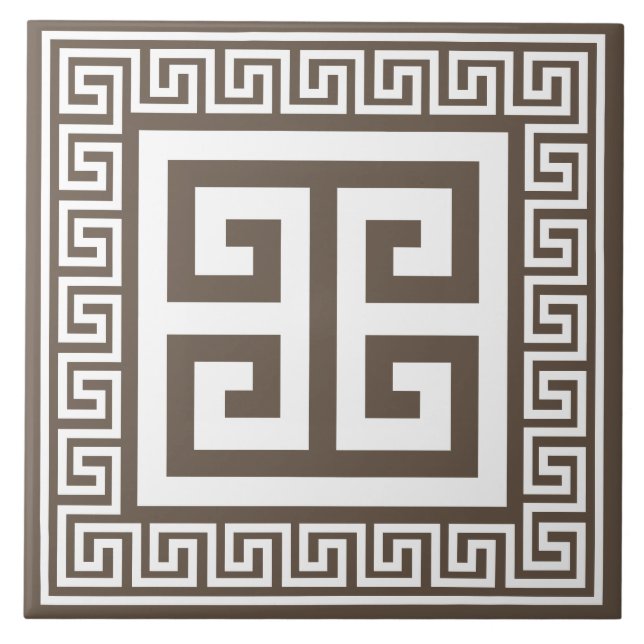 Azulejo de Cerâmica com Padrão Branco e Marrom Cha (Frente)