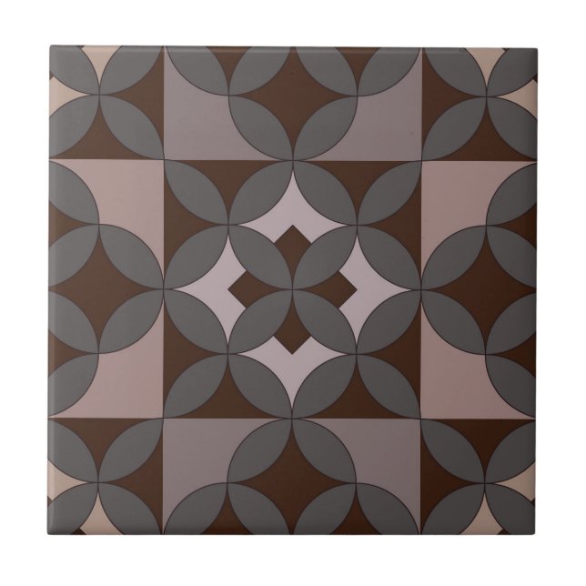 Azulejo de Cerâmica com Padrão Roxo e Grafite (Frente)