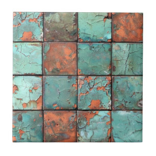 Azulejo de Cerâmica com Pátina de Cobre Envelhecid