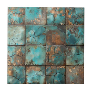 Azulejo de Cerâmica com Pátina de Cobre Envelhecid