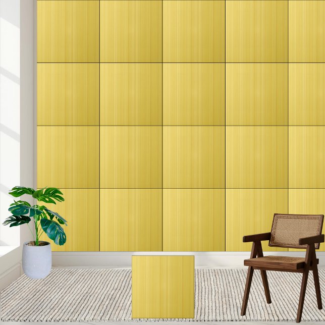 Azulejo de cerâmica com risca amarela sunshine (Sunshine Yellow Striped Ceramic Tile)