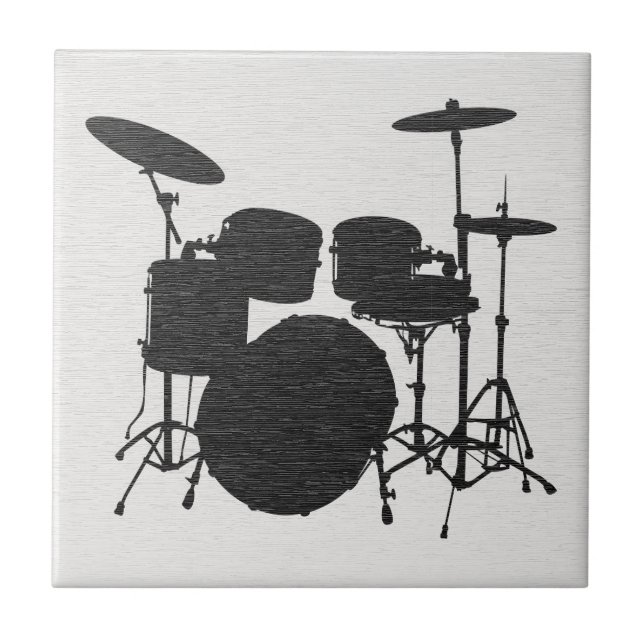 Azulejo de cerâmica com silhueta de kit de bateria (Frente)