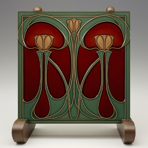 Azulejo de Cerâmica com Tapeçaria de Tulipa Art No