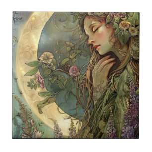 Azulejo de cerâmica Crescent Moon Ostara