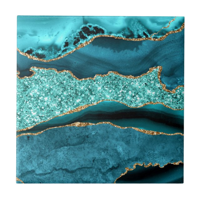 Azulejo de cerâmica de água salgada Dourada azul-l (Frente)