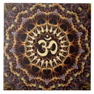 Azulejo De Cerâmica De Aum Fractal Com ouro
