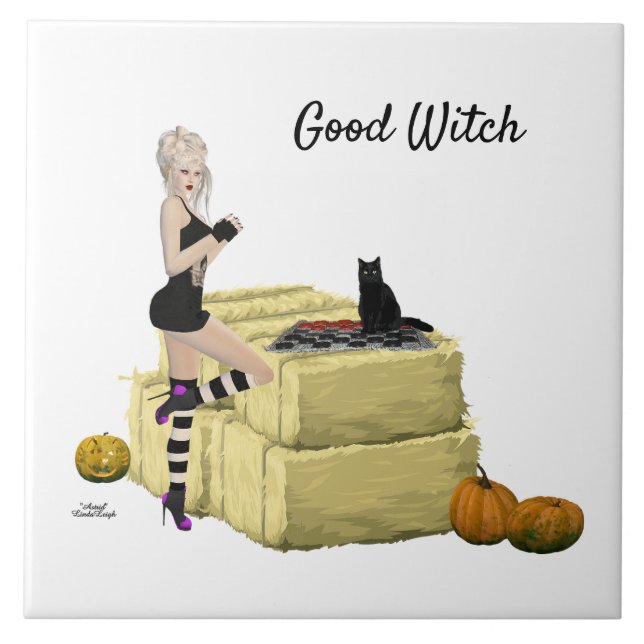 Azulejo de cerâmica de bruxas loiras (Frente)