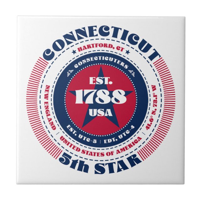 Azulejo de cerâmica de Connecticut vermelho, branc (Frente)