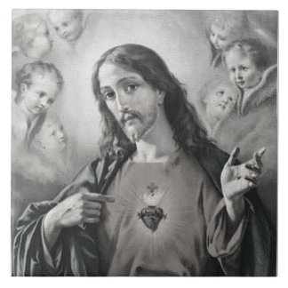 Azulejo de cerâmica de coração sagrado