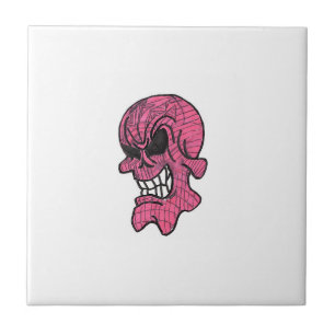 Azulejo de cerâmica de crânio rosa