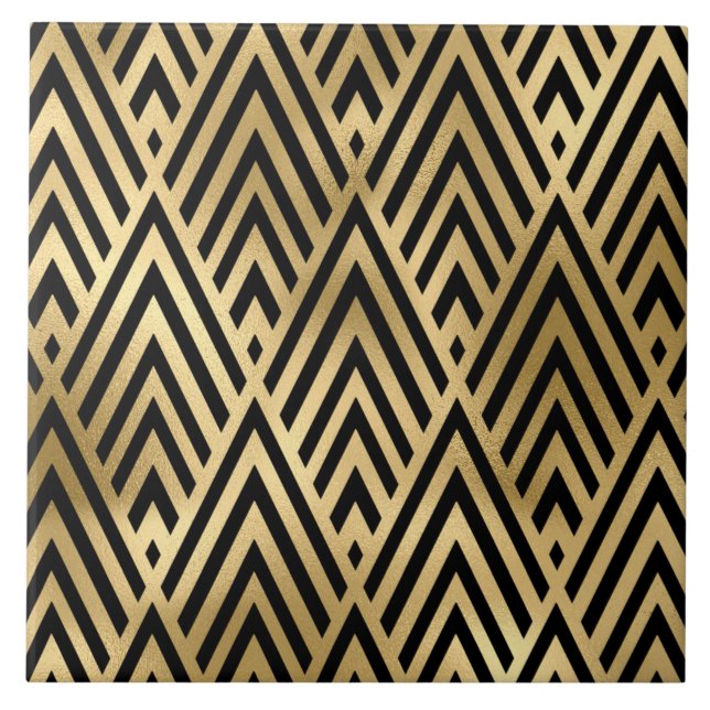 azulejo de cerâmica de deco de ouro negro (Frente)