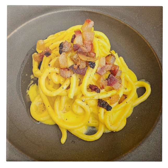 Azulejo de cerâmica de espaguete carbonara (Frente)